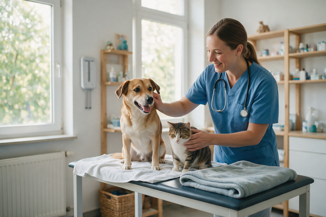 Veterinarka na preventivnom pregledu psa i mačke